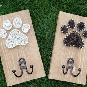 Custom made pawprint leash/key holder.